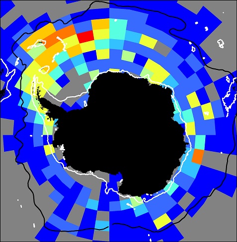 Circumpolar distribution map of krill derived from KRILLBASE dataset